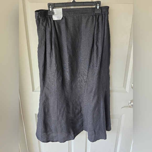 Catherines Skirt Womens 0X Black Linen Blend A- line Flare New - Picture 9 of 11
